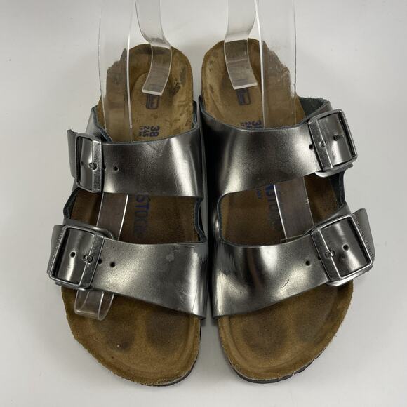 Birkenstock Arizona Sandals Womens Size 38, US 7-7.5 Narrow Metallic Soft FB - Picture 3 of 10